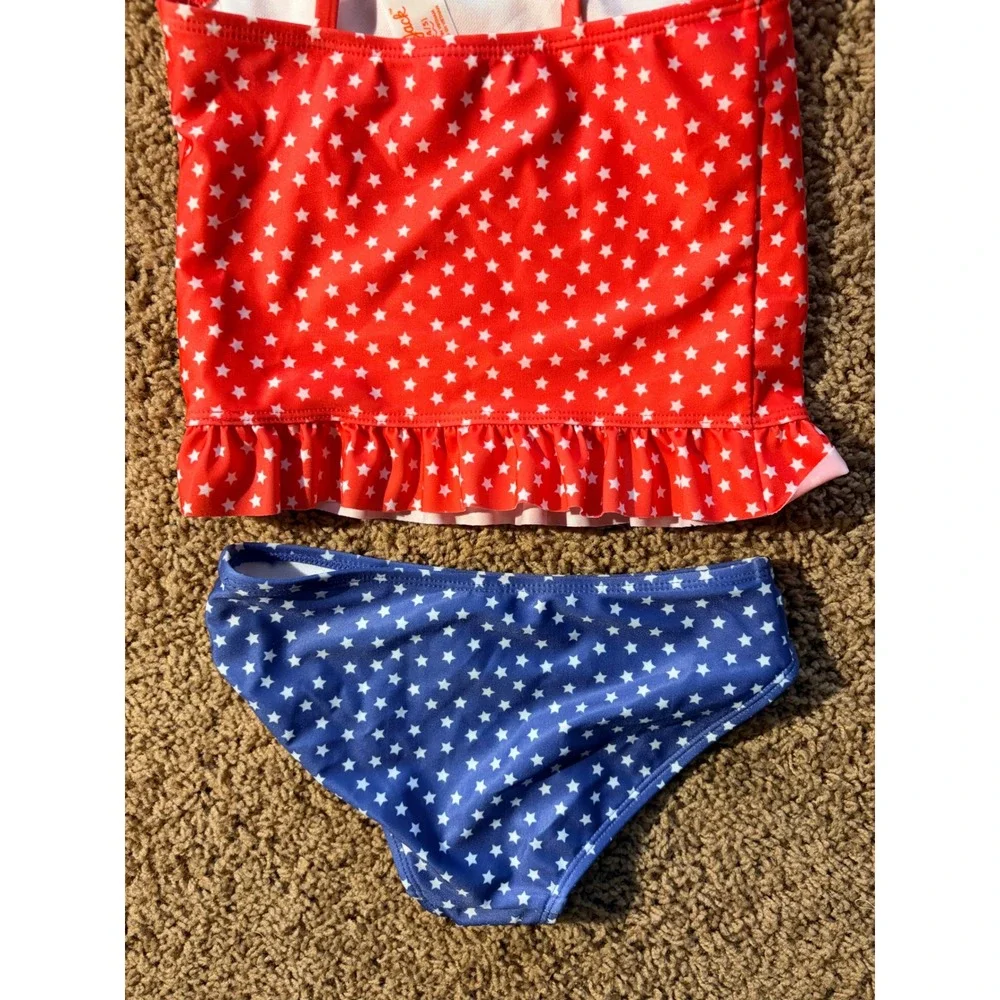 Cat & Jack Patriotic Stars Tankini Swim Bathing Suit Girls 4/5 XS NEW NWT